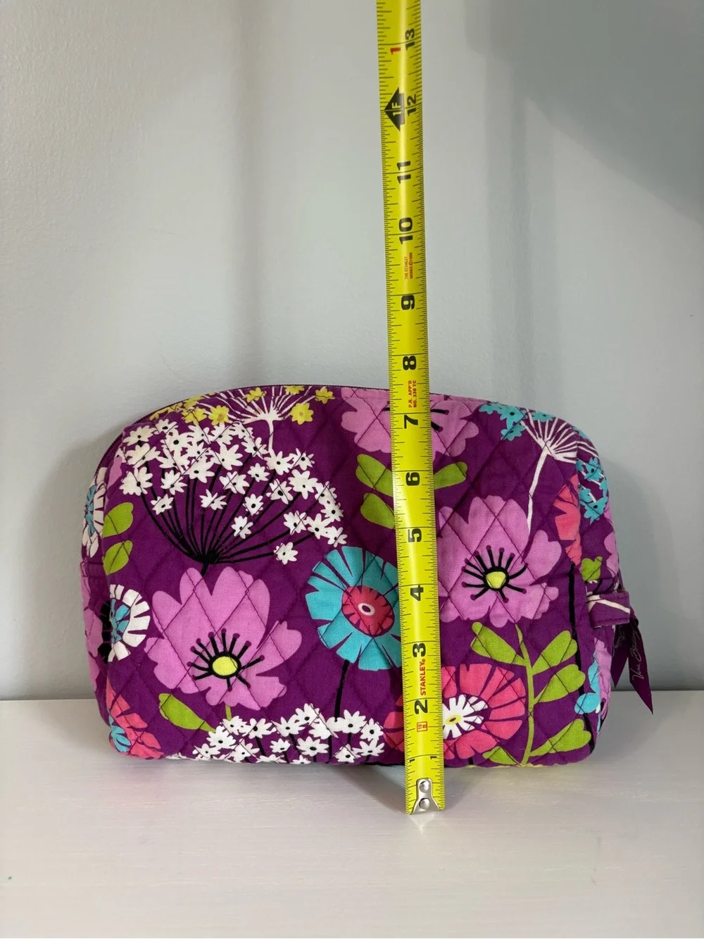 Vera Bradley Flutterby Quilted Cosmetic Bag Purple Floral Travel Pouch Retro